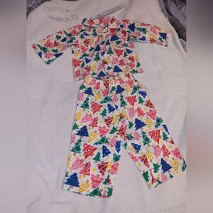 Old Navy Unisex Printed Pajama Set Multicolor Christmas Tree Design NWT